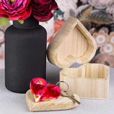wooden key ring heart box mother's day