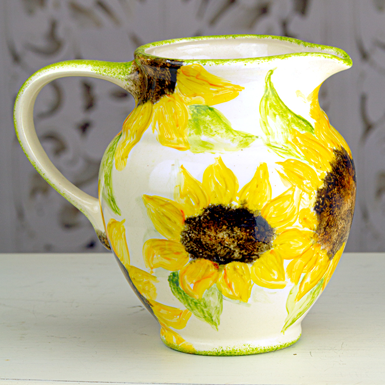 Vase en céramique peinture tournesols