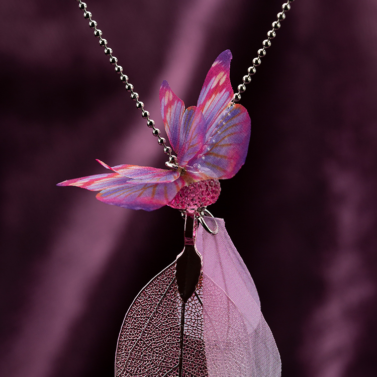 set of jewellery butterfly organza leaf