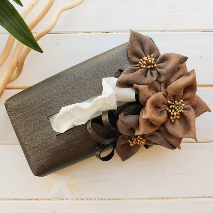 vegan leather tissue pouch brown