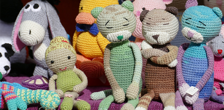 crocheted cuddly toys